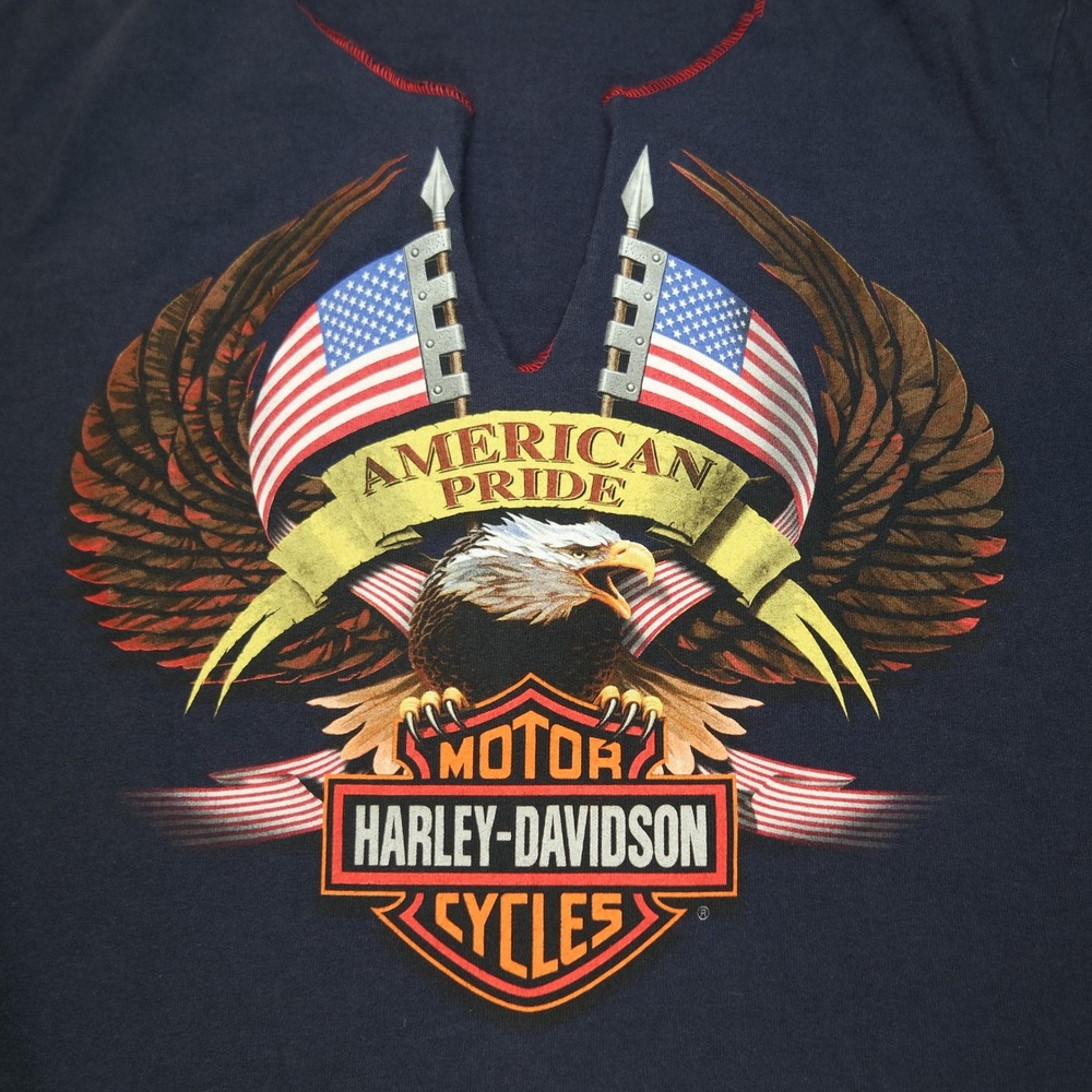 Vintage Harley-Davidson Womens American Pride Eagle Graphic Tee Navy Blue Large - Picture 3 of 10